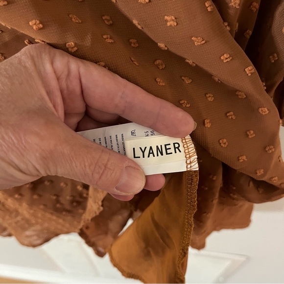 LYANER Women' Swiss Dots Square Neck Ruffle Hem Short Sleeve Elegant Mini Dress - Picture 11 of 13